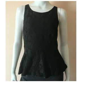 Express Women's Sleeveless Black Lace Top